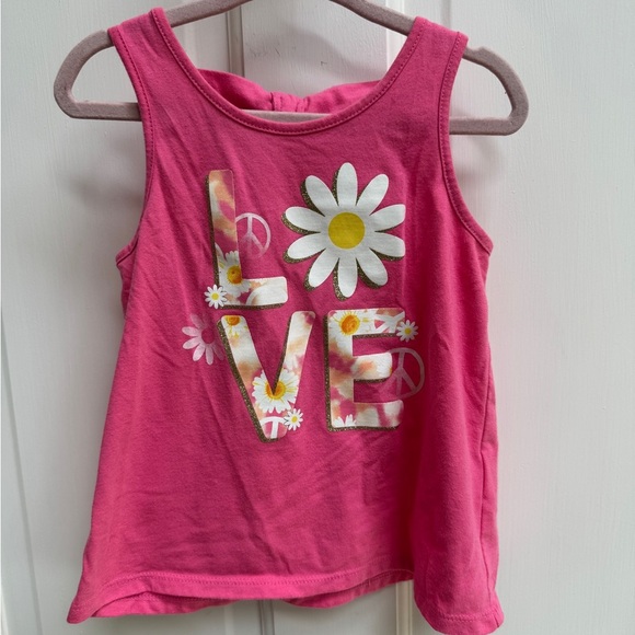 The Children's Place 3T Girls Pink Floral Love Tank Top Shirt Blouse - Picture 1 of 5